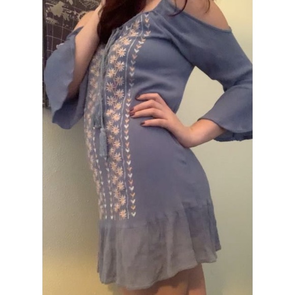 Boho blue floral sun dress - Picture 3 of 3